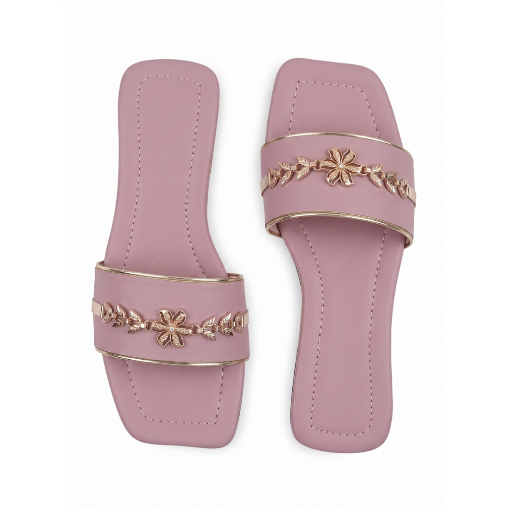 Azure Bloom Casual Slides (Soft Mauve Pink)