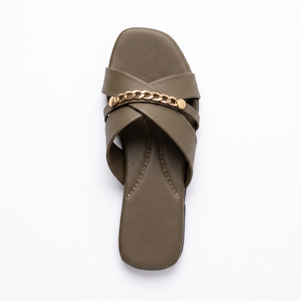 Cross Strap Open-Toe (Olive Taupe)