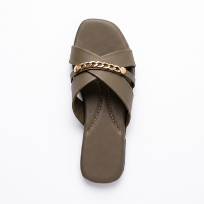 Cross Strap Open-Toe (Olive Taupe)