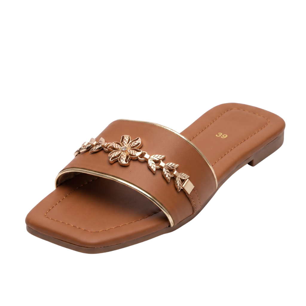 Azure Bloom Casual Slides (Tan)