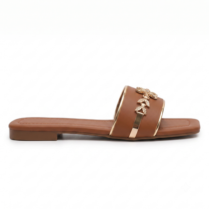Azure Bloom Casual Slides (Tan)