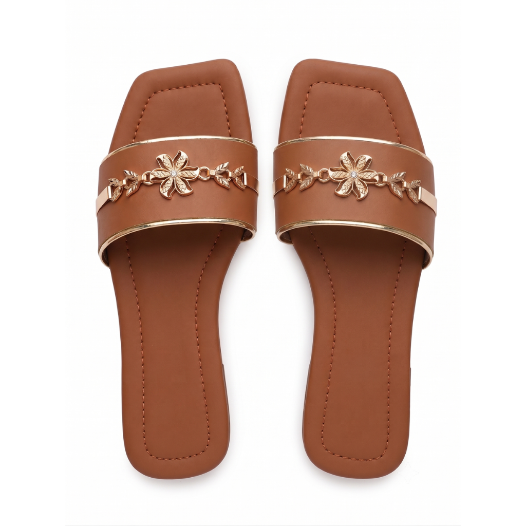 Azure Bloom Casual Slides (Tan)