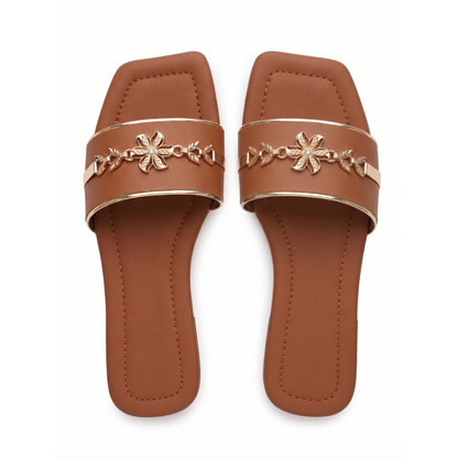 Azure Bloom Casual Slides (Tan)
