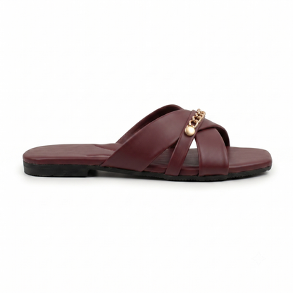 Cross Strap Open-Toe (Burgundy)