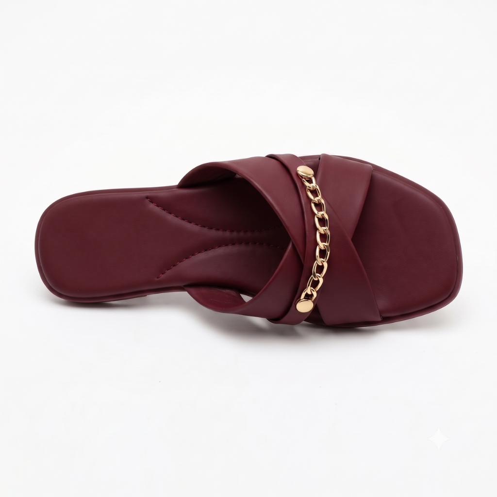 Cross Strap Open-Toe (Burgundy)