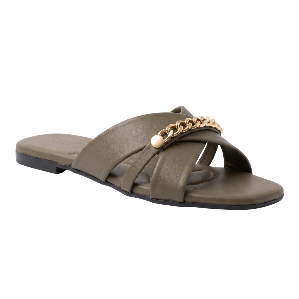 Cross Strap Open-Toe (Olive Taupe)