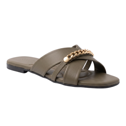 Cross Strap Open-Toe (Olive Taupe)